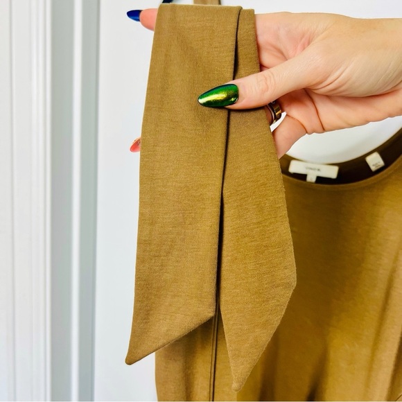 Vince Pima Cotton Jersey Wrap Midi Dress Brown Beige Tank Tie Waist Scoop Neck S - Picture 10 of 10